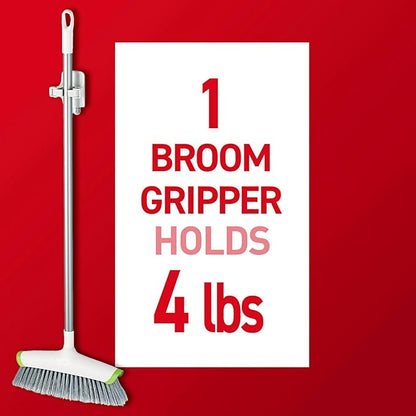 Command Broom and Mop Grippers, 6 Hangers and 16 Strips, Damage-Free Hanging Wall Mount Broom and Mop Holder, Household Cleaning Organizer for Organization and Storage, Holds up to 4 lb