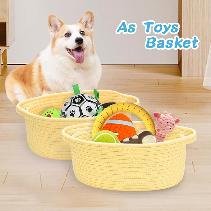 ABenkle Small Basket with Gift Bags and Ribbons, Empty Gift Baskets for Mother's Day, Decorative Boho Rope Woven Nursery Storage Organizer Toy Baskets with Handle for Baby Showers, 12"X 8" X 5"