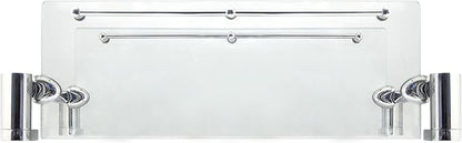 Double Wall Glass Shelf with Pre-Installed Rail - Polished Chrome - Oval Series - 5 Year Warrantee