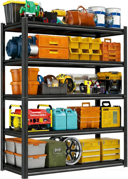 78''H x 35"W Metal Garage Shelving Unit, 5-Tier Garage Storage Shelves, Adjustable Upgraded Reinforced Double-Layer Columns for Basement Kitchen Laundry Room Pantry Rack 77.4''H x 35.4''W x 13.8''D