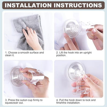 VIS'V Suction Cup Razor Holder, Shower Suction Razor Hooks for His and Hers, Removable and Reusable, Clear, 2 Pcs