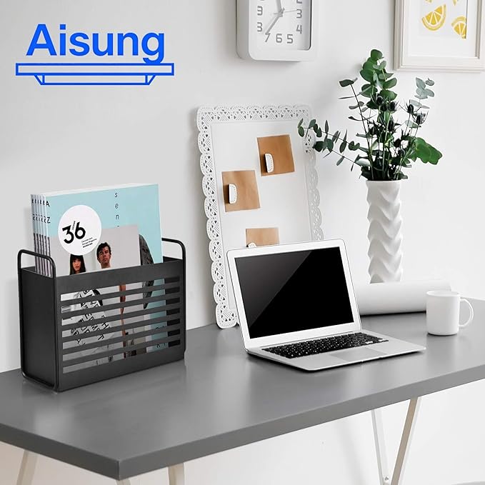 Magazine Rack, Magazine File Holder Mail Organizer Folder Organizer Bin for Magazines, Books, Newspapers, Tablets in Home, Office, Black