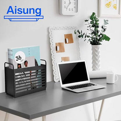 Magazine Rack, Magazine File Holder Mail Organizer Folder Organizer Bin for Magazines, Books, Newspapers, Tablets in Home, Office, Black