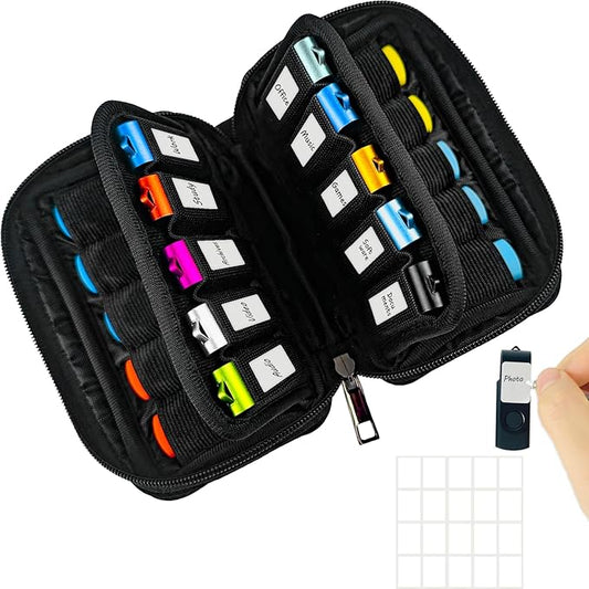 Flash Drive Case 20 Slots Storage Case JBOS USB Holder Storage Bag for Flash Drive Electronic Accessories Organizer for Memory Stick, Jump Drive, Thumb Drive, USB Cases