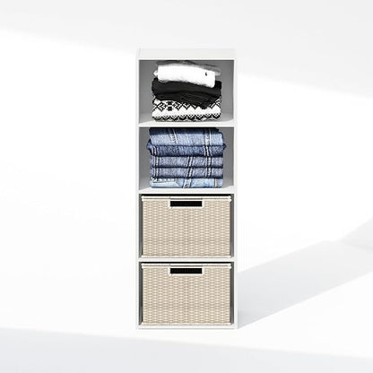 Furinno Reed Closet Organizers and Storage, 4-Tier Closet Organizer, Open Shelf Closet Storage, for Wardrobe, Bedroom, Living Room, White