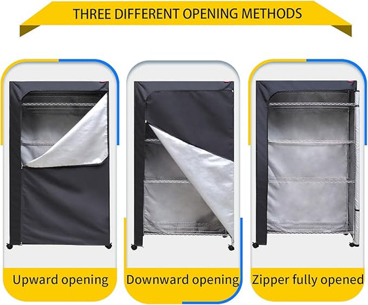 Shelving Cover Wire Shelf Covers Storage Rack Dust Cover,The Two-Way Zipper Design can be Opened up, Down, or All for Easy Access 42" WX18 DX72 H(No Shelves,Black)