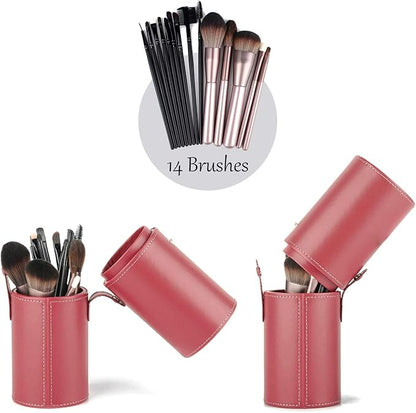 Narwey Makeup Brush Holder Travel Brushes Case Bag Cup Storage Dustproof for Women (Red)