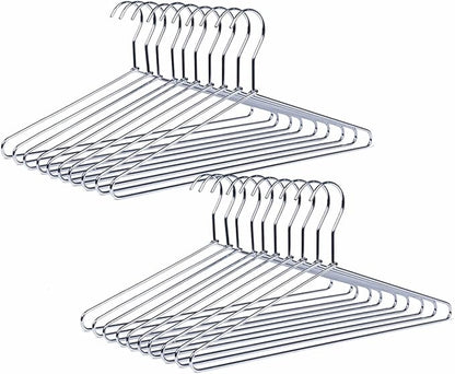 Amber Home 30 Pack Heavy Duty Metal Shirt Coat Hangers, Stainless Steel Clothes Hanger with Polished Chrome, 17 Inch Silver Metal Wire Hanger