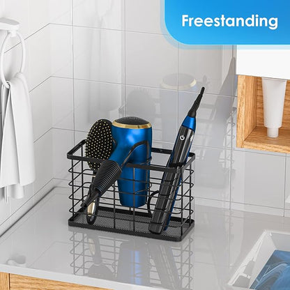 Hair Tool Organizer, Dryer Holder, 3 in 1 Blow Bathroom Organizer Wall Mounted/Cabinet Door for Flat Iron, Curling Straightener, Care & Styling Tools Storage Basket