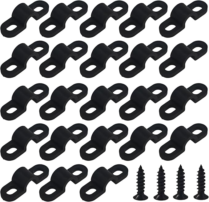 120Pcs Wire Shelf Loop Clips, Black Plastic Shelving Wall Clips with Screws, Back Mount Brackets for Wire Shelves Concrete Drywall Installation, Closet Storage Organizer Hardware