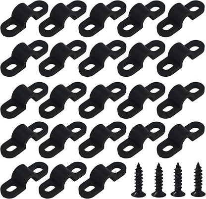 120Pcs Wire Shelf Loop Clips, Black Plastic Shelving Wall Clips with Screws, Back Mount Brackets for Wire Shelves Concrete Drywall Installation, Closet Storage Organizer Hardware