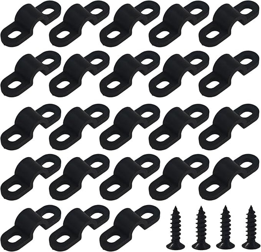 120Pcs Wire Shelf Loop Clips, Black Plastic Shelving Wall Clips with Screws, Back Mount Brackets for Wire Shelves Concrete Drywall Installation, Closet Storage Organizer Hardware