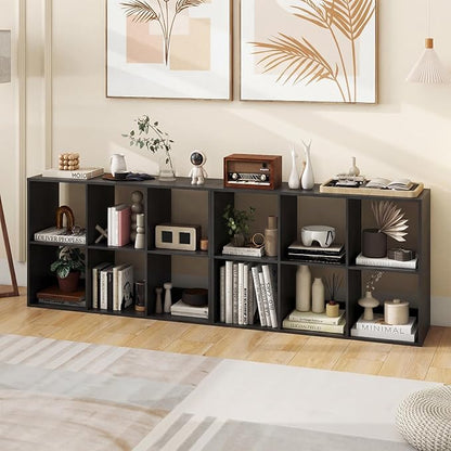 Giantex 6-Cube Bookcase, Cubby Bookshelf w/Back Guardrail & Anti-Tipping Kits, 9-Tier Freestanding Storage Organizer with Shelves, Open Back Display Rack for Living Room, Bedroom, Study