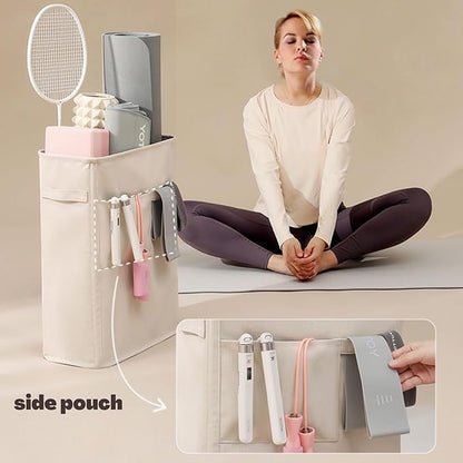 Home Gym Storage Rack, Workout Organizer, Exercise Equipment Storage for Yoga Mat Straps, Thick Yoga Mat (Bluish Grey, X-Large)