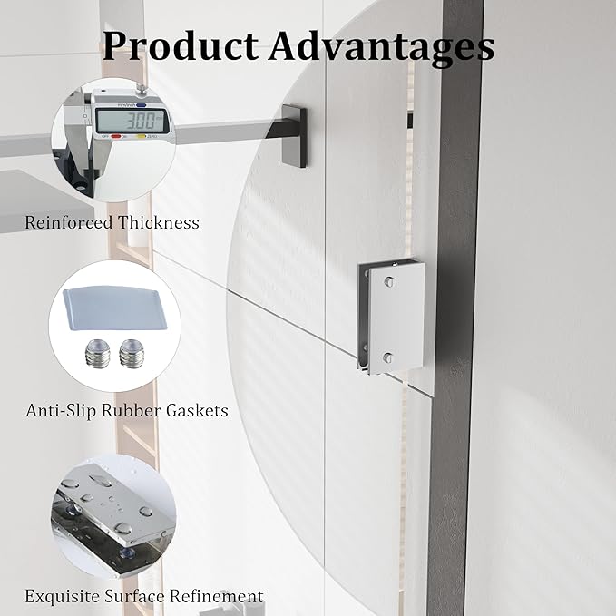 Alise Glass Shelf Brackets 2Pcs, Adjustable Shower Glass Clamps, Heavy Duty Clamp Holder, SUS304 Stainless Steel Brackets for 8-12mm Wood/Glass Shelves and Wall-to-Glass Connection, Polished Chrome