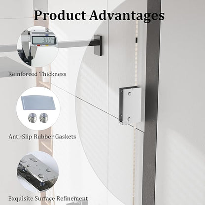 Alise Glass Shelf Brackets 2Pcs, Adjustable Shower Glass Clamps, Heavy Duty Clamp Holder, SUS304 Stainless Steel Brackets for 8-12mm Wood/Glass Shelves and Wall-to-Glass Connection, Polished Chrome