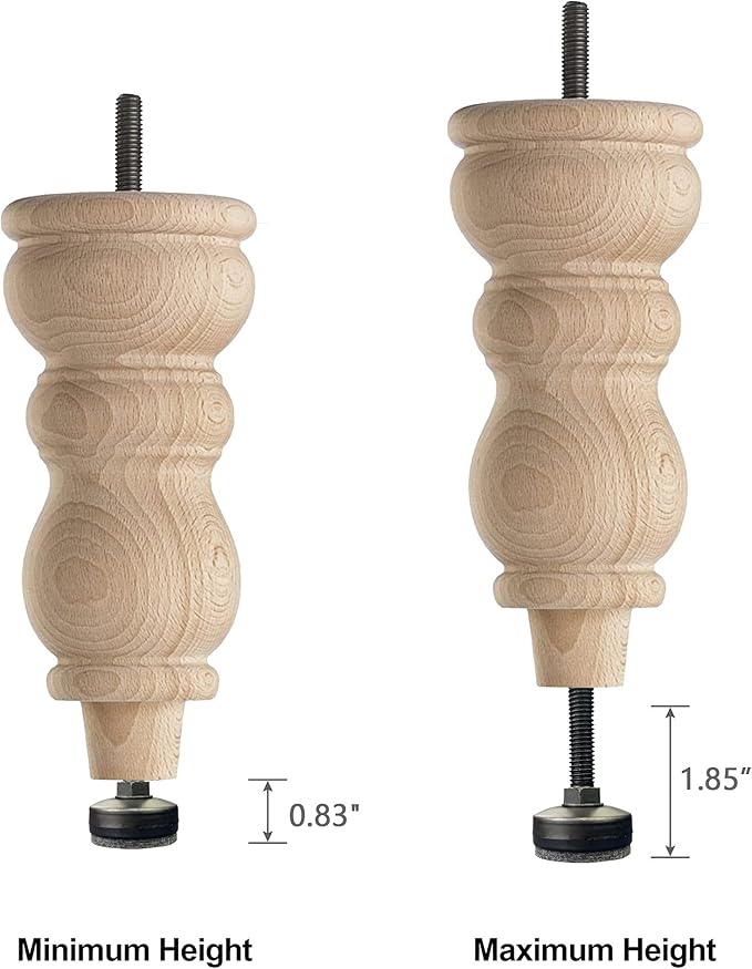 TWIG 8 Pack Adjustable Leveling Feet Furniture Levelers Table Feet Heavy Duty Leg Levelers for Cabinets Sofa Tables Chairs(Support 1320LBs, T-Nut Kit 3/8-16 Thread, Large Base,Black)