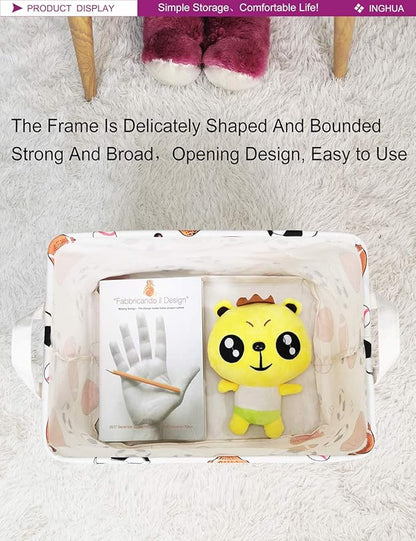 Rectangular Storage Basket Fabric Organizer Bin for Toys,Books,Clothes,Gifts,Pets-Perfect for Home,Office,Nursery,Dorm,Shelf(Rec ball game)