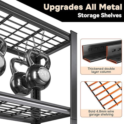 47" W x 24" D Wire Shelving Unit, 5 Tier Heavy Duty Garage Storage Shelves, 2500LBS Capacity, Adjustable Commercial Metal Utility Rack for Garage, Restaurant, 47" W x 24" D x 71.2" H