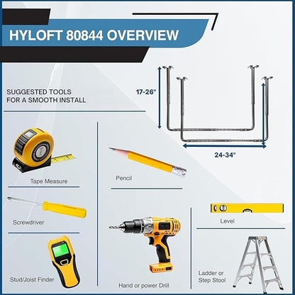 HyLoft 80844-10 34 in. x 26 in. Adjustable Garage Ceiling Mount Storage Rack Kit - Hammertone