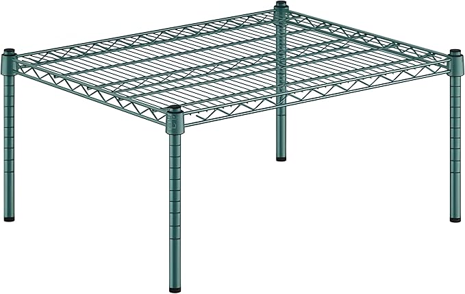 24" x 30" x 14" Green Epoxy Wire Storage Shelf, Dunnage Rack, Commercial 1 Tier Small Shelf