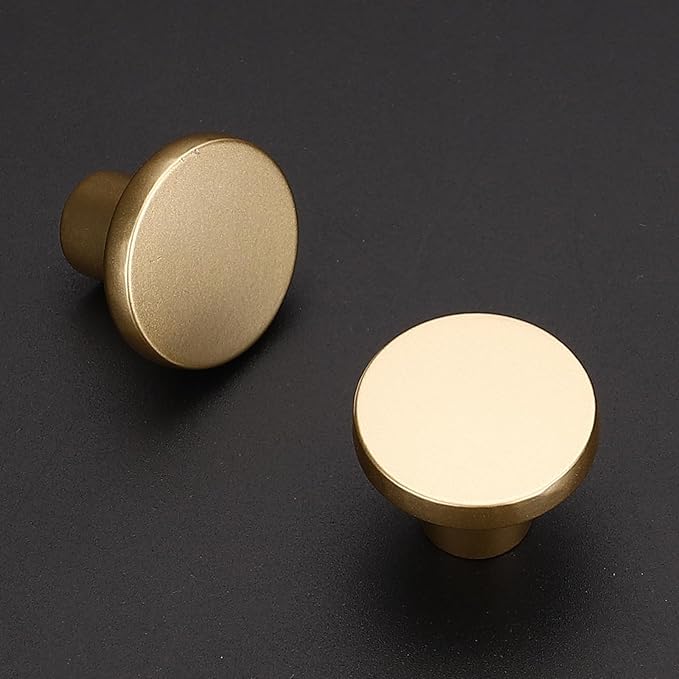Ravinte 25 Pack Cabinet Knobs Sandy Gold Kitchen Cabinet Knobs Round Dresser Drawer Pulls Closet Door Pulls 1-1/5 Inch