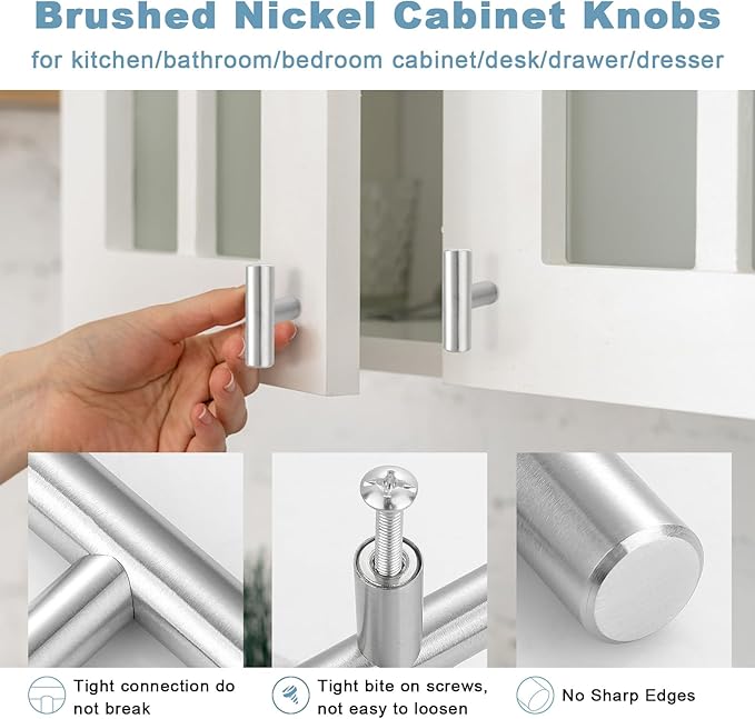 Estmoon 30 Pack Cabinet Knobs Brushed Nickel Cabinet Handles, Stainless Steel Single Hole Kitchen Cabinet Knobs Silver Cabinet Pulls for Kitchen Cabinets and Dressers,2 Inch Overall Length Drawer Knob