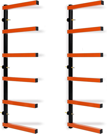 ECOTRIC 6 Pair of 6 Levels Shelf Lumber Rack Lumber Storage Rack Lumber Organizer Wood Organizer Steel Wall Mounted Max 600 Lb