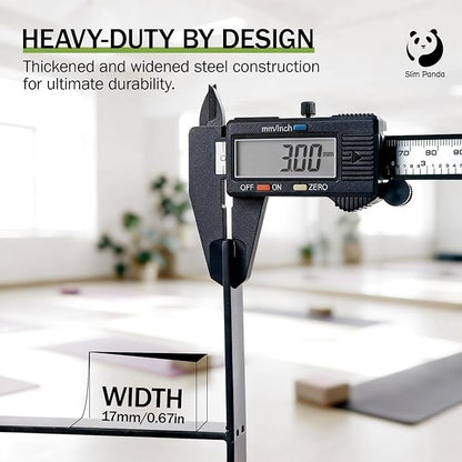 Slim Panda Yoga Mat Holder Wall Mount With Mesh Bag,Yoga Accessories Storage Rack,Home Gym Organizer with Metal Floating Shelf & 5 Hooks for Hanging Yoga Mats, Foam Roller, Resistance Bands