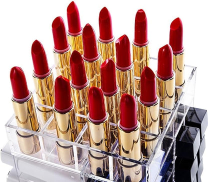 HBlife Lipstick Holder, Acrylic Rotating 64 Lipstick Tower Organizer Spinning Lipgloss Holder with Removable Dividers