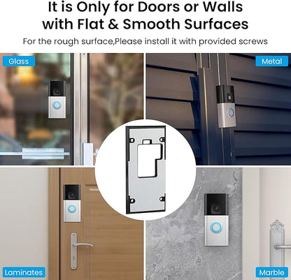 No-Drill Adhesive Video Doorbell Mount Compatible with Ring Battery Doorbell (2024 Release), Door Mounting Holder Bracket Accessories for Apartments Office Houses (2 Pack)