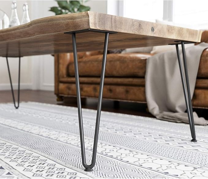 SMARTSTANDARD 16" Hairpin Furniture Legs, Metal Home DIY Projects for Nightstand, Coffee Table, Desk, etc with Rubber Floor Protectors Black 4PCS