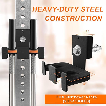 Barbell Holder for 2x2 & 3x3 Power Racks, No Drilling Required – Heavy-Duty Steel Barbell Storage Rack with Protective Padding, Fits 5/8''-1'' Holes – Secure & Space-Saving Gym Equipment Organizer