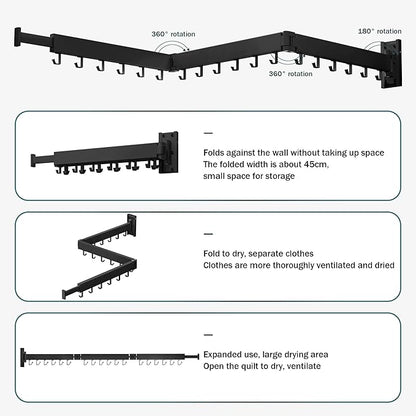 Clothes Drying Rack Wall Mounted,Drying Rack Clothing,Laundry Drying Rack,Wall Mount Clothes Hanger Rack,Laundry Rack Folding,Retractable Clothing Rack,Collapsible Clothes Hanging Rack