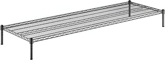 24" x 72" x 8" Black Epoxy Wire Storage Shelf, Dunnage Rack, Commercial 1 Tier Small Shelf