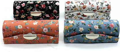 SenseYo 4 Pcs Ladies Floral Lipstick Case Holder with Mirror, Cosmetic Storage Kit Makeup Travel Cases Organizer Bag for Purse