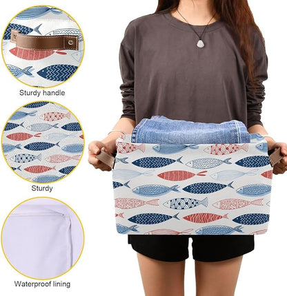Fish Rectangular Storage Basket Organizer Bin Shelf Baskets For Clothes Gifts For Home Office Dorm
