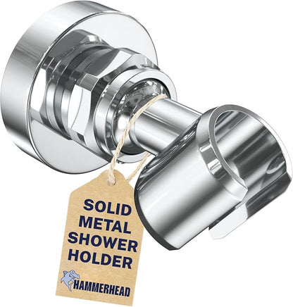 HammerHead Showers® Solid Metal Handheld Shower Head Holder Wall Mount – Chrome – Adjustable Screw Mounted Shower Wand Holder with Pivot Ball – Shower Hose Holder, Fits Most Handheld Shower Heads
