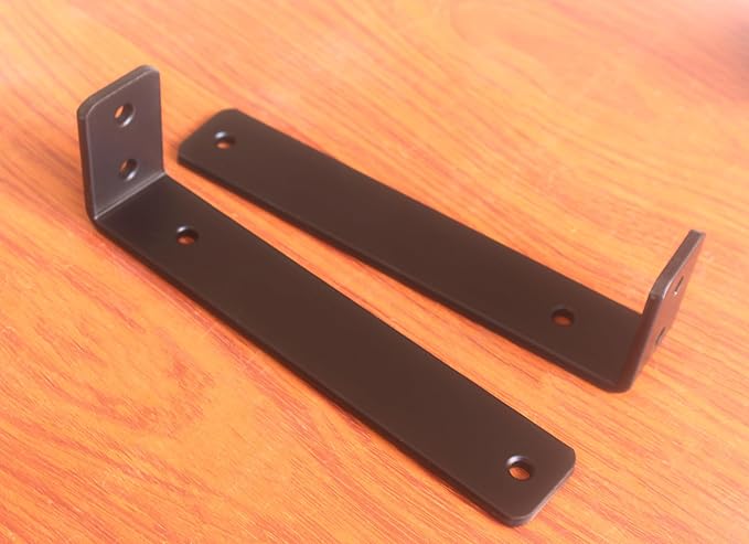 12 Pack - L 8" x H 2" x W1.5, 5mm Thick Black L Shelf Bracket, Iron Shelf Brackets, Metal Shelf Brackets, Floating Shelf, Shelf Supports with Screws