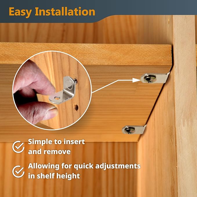 POWERTEC Shelf Pin Jig / 5mm Self Centering Drill Bit & 50pcs Shelf Pegs, 3/8" Holes Shelf Pin Drilling Jig and 5mm L-Shaped Bracket with Hole Shelf Pins Support Pegs for Shelves (72238)