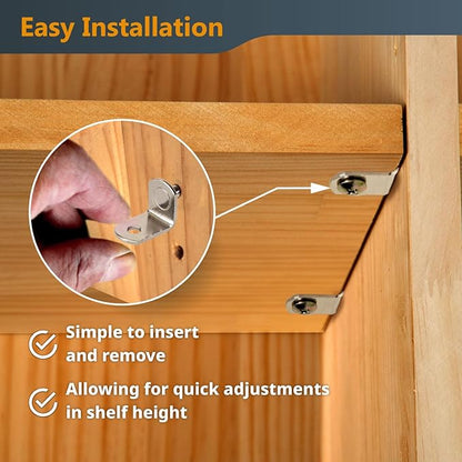POWERTEC Shelf Pin Jig / 5mm Self Centering Drill Bit & 50pcs Shelf Pegs, 3/8" Holes Shelf Pin Drilling Jig and 5mm L-Shaped Bracket with Hole Shelf Pins Support Pegs for Shelves (72238)