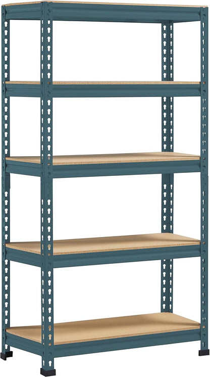 Topeakmart 5-Tier Utility Shelves, Metal Storage Shelves, Adjustable Shelving Units, Boltless Assembly, Garage Shelves Shed Shelving for Warehouse Shed Basement- Neptune Blue, 27.5 x 12x 60 Inch