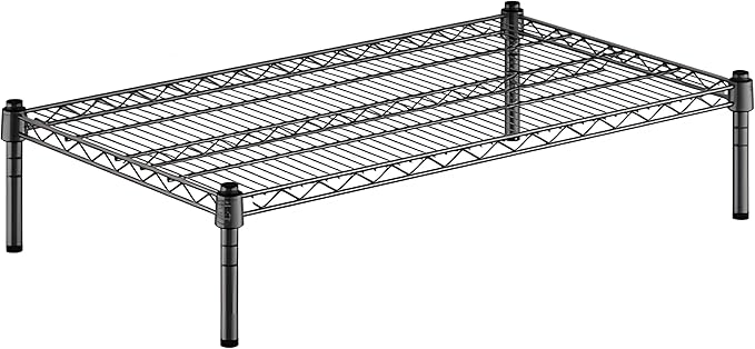 21" x 36" x 8" Black Epoxy Wire Storage Shelf, Dunnage Rack, Commercial 1 Tier Small Shelf