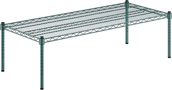 21" x 48" x 14" Green Epoxy Wire Storage Shelf, Dunnage Rack, Commercial 1 Tier Small Shelf