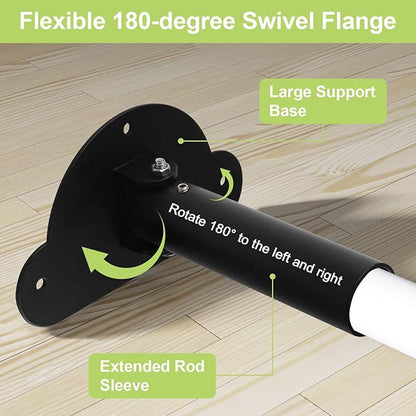 Adjustable Shower Curtain Rod Bracket 1 Pack Aluminum Alloy Shower Curtain Rod Single Swivel Flange Heavy Duty Closet Rod Bracket with Screws (Black)