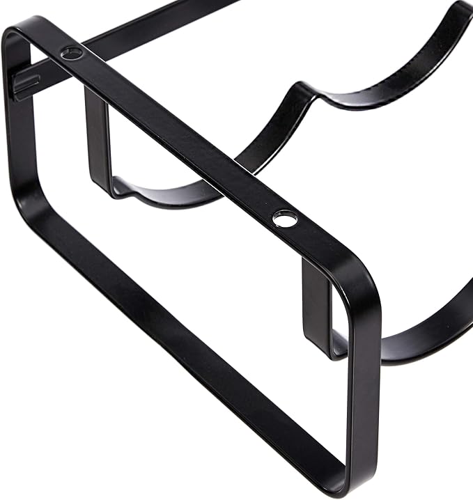Amazon Basics Tabletop Stackable 4-Bottle Metal Wine Rack, Wine Storage, Space Saving, No Assembly Required, 3.74"D x 15.75"W x 7.87"H, Black