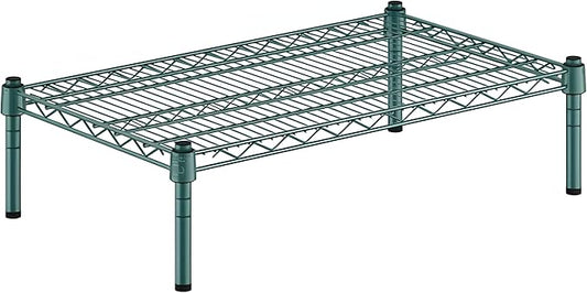 18" x 30" x 8" Green Epoxy Wire Storage Shelf, Dunnage Rack, Commercial 1 Tier Small Shelf