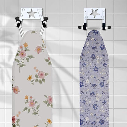 Ironing Board Holder Wall Mount,with Adjustable Hooks， Ironing Board Hanger for T or Y Leg, Laundry Room Wall Hook for Iron Board Holder White