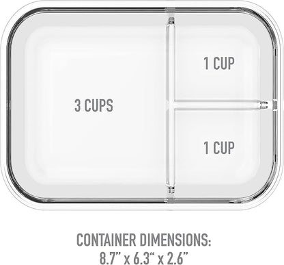 Bentgo Glass Lunch Box - Leak-Proof Bento-Style Food Container with Airtight Lid and Divided 3-Compartment Design - 5 Cup Capacity for Meal Prepping, and Portion-Controlled Meals for Adults (Green)