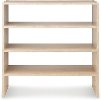 Whitmor Stackable 31" Extra Wide 2-Shelf Storage Organizer, Light Brown，2 Pack